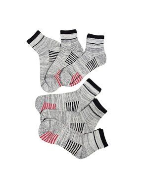 NIP Men's 6-Pack Performance Quarter Socks Arch Support Heather Gray Onyx Large